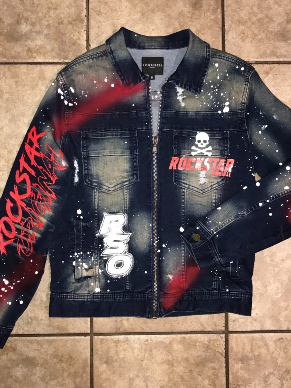 Women's Rockstar Original Denim Distressed Jacket-Size S